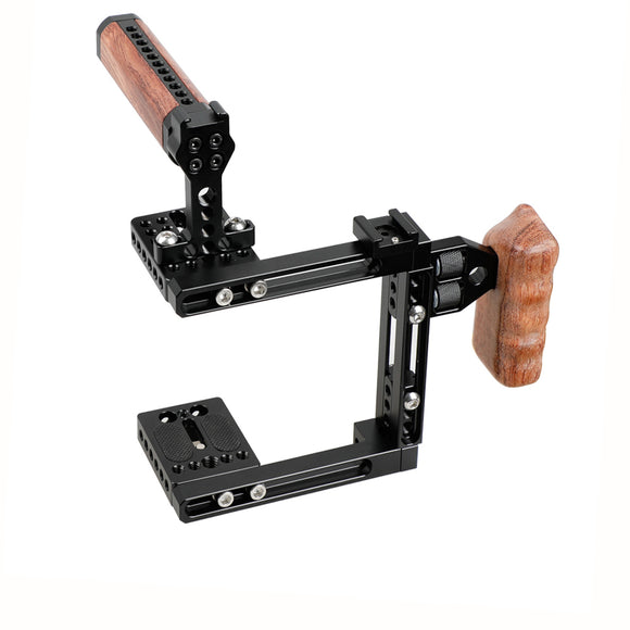KAYULIN Dual-use Adjustable Dslr Camera Cage Kit with Wooden handle grip for Universal Dslr cameras K0137
