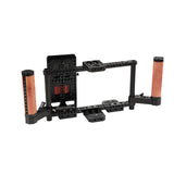 KAYULIN Adjustable Camera 7 inch Monitor Cage Rig With Dual Wooden Handle & Power Supply Splitter for Monitor K0113