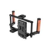 KAYULIN Adjustable Camera 7 inch Monitor Cage Rig With Dual Wooden Handle & Power Supply Splitter for Monitor K0113