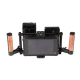 KAYULIN Adjustable Camera 7 inch Monitor Cage Rig With Dual Wooden Handle & Power Supply Splitter for Monitor K0113