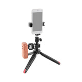 KAYULIN Robust Foldable Mini Tabletop Tripod + Smartphone Clip + Ball Head Peapod Holder With Arri Rosette Wooden Handle Grip K0329