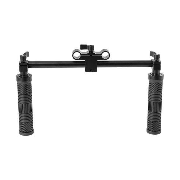 Kayulin Dual Handgrip (Rubber) Front HandbarClamp Mount With 15mm Rod Clamp Adapter For Camera Shoulder Mounted Rig K0332