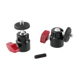 Kayulin 1/4"-20 Mini Ball Head double-end 360° rotatable Flexible adjustment For Dslr Camera Monitor Flash light(Red Knob) K0327